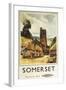 Somerset, England - Historic Village Scene British Railway Poster-Lantern Press-Framed Art Print