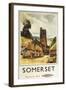 Somerset, England - Historic Village Scene British Railway Poster-Lantern Press-Framed Art Print