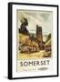 Somerset, England - Historic Village Scene British Railway Poster-Lantern Press-Framed Art Print