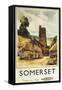 Somerset, England - Historic Village Scene British Railway Poster-Lantern Press-Framed Stretched Canvas