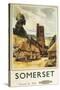 Somerset, England - Historic Village Scene British Railway Poster-Lantern Press-Stretched Canvas