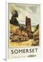 Somerset, England - Historic Village Scene British Railway Poster-Lantern Press-Framed Art Print