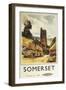 Somerset, England - Historic Village Scene British Railway Poster-Lantern Press-Framed Art Print