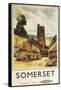 Somerset, England - Historic Village Scene British Railway Poster-Lantern Press-Framed Stretched Canvas