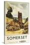 Somerset, England - Historic Village Scene British Railway Poster-Lantern Press-Stretched Canvas