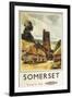 Somerset, England - Historic Village Scene British Railway Poster-Lantern Press-Framed Art Print