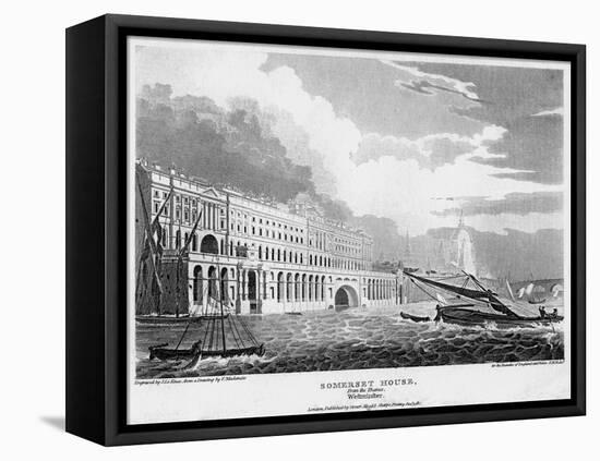 Somerset House, from the Thames, London, 19th Century-H le Keux-Framed Stretched Canvas