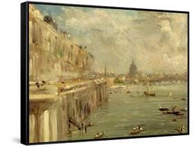Somerset House Terrace from Waterloo Bridge, C.1819 (Oil on Panel)-John Constable-Framed Stretched Canvas