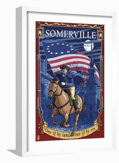 Somerville, Massachusetts - Paul Revere-Lantern Press-Framed Art Print