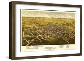 Somerville, New Jersey - Panoramic Map-Lantern Press-Framed Art Print