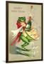 Sommelier Frog Popping Champagne Cork-null-Framed Art Print