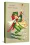 Sommelier Frog Popping Champagne Cork-null-Stretched Canvas