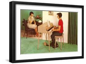 Son on the Silent Electric Organ, Retro-null-Framed Art Print