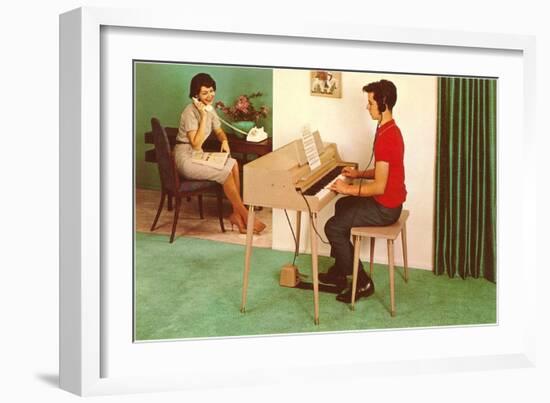 Son on the Silent Electric Organ, Retro-null-Framed Art Print