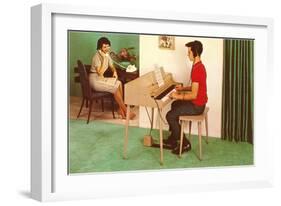 Son on the Silent Electric Organ, Retro-null-Framed Art Print