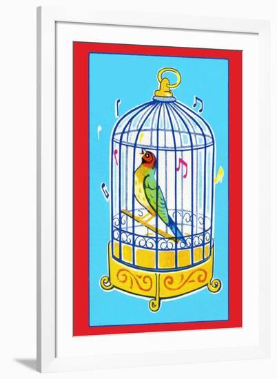 Song Bird in Cage-null-Framed Art Print