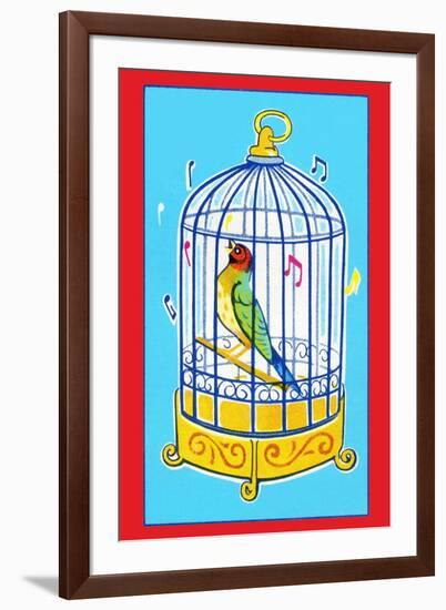 Song Bird in Cage-null-Framed Art Print