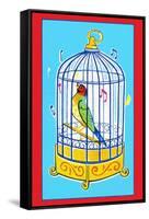 Song Bird in Cage-null-Framed Stretched Canvas