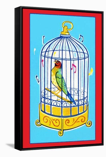 Song Bird in Cage-null-Framed Stretched Canvas