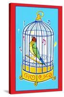 Song Bird in Cage-null-Stretched Canvas