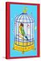 Song Bird in Cage-null-Stretched Canvas