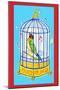 Song Bird in Cage-null-Mounted Art Print