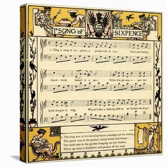 Song of sixpence-Walter Crane-Stretched Canvas