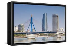 Song River and City Skyline, Da Nang, Vietnam, Indochina, Southeast Asia, Asia-Ian Trower-Framed Stretched Canvas