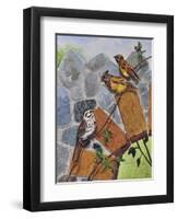 Song Sparrow and Cedar Waxwings-Charlsie Kelly-Framed Premium Giclee Print