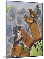 Song Sparrow and Cedar Waxwings-Charlsie Kelly-Mounted Giclee Print