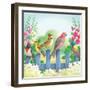 Songbirds on Fence-Olga Kovaleva-Framed Giclee Print