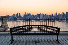 Bench in Park and New York City Midtown Manhattan at Sunset with Skyline Panorama View-Songquan Deng-Photographic Print