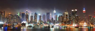 New York City Manhattan Skyline Panorama at Night over Hudson River with Refelctions Viewed from Ne-Songquan Deng-Photographic Print