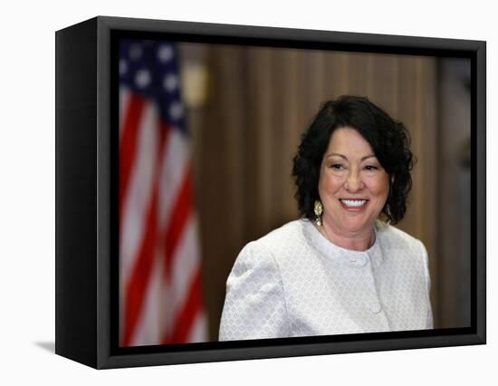 Sonia Sotomayor Arrives to Be Sworn in as First Hispanic and Third Woman in Supreme Court's History-null-Framed Stretched Canvas