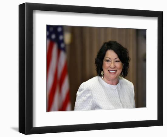 Sonia Sotomayor Arrives to Be Sworn in as First Hispanic and Third Woman in Supreme Court's History-null-Framed Photographic Print