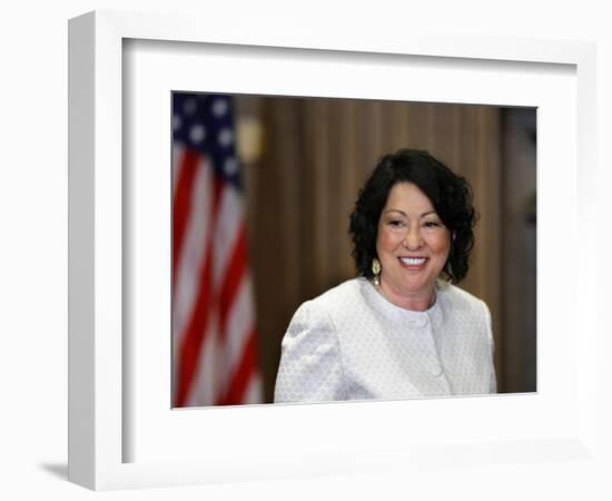 Sonia Sotomayor Arrives to Be Sworn in as First Hispanic and Third Woman in Supreme Court's History-null-Framed Photographic Print