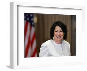 Sonia Sotomayor Arrives to Be Sworn in as First Hispanic and Third Woman in Supreme Court's History-null-Framed Photographic Print