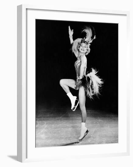 Sonja Henie Performing in Her Own Ice Show, Early 1950s-null-Framed Photo