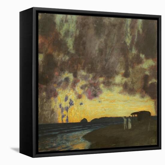 Sonnenuntergang am Meer-Franz von Stuck-Framed Stretched Canvas