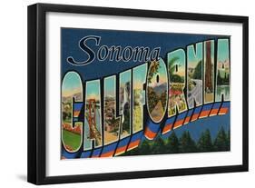 Sonoma, California - Large Letter Scenes-Lantern Press-Framed Art Print