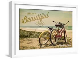 Sonoma Coast, California - Life is a Beautiful Ride - Beach Cruisers-Lantern Press-Framed Art Print