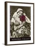 Sonoma Valley Woman Holding Grapes-null-Framed Art Print