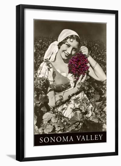 Sonoma Valley Woman Holding Grapes-null-Framed Art Print