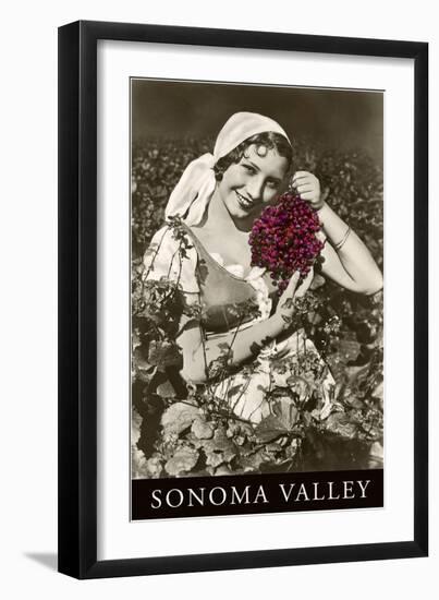 Sonoma Valley Woman Holding Grapes-null-Framed Art Print