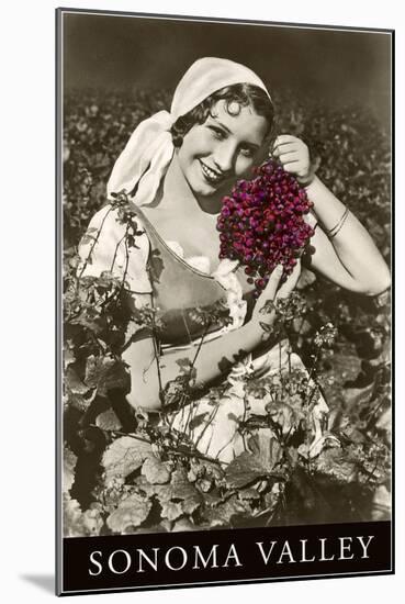 Sonoma Valley Woman Holding Grapes-null-Mounted Art Print
