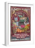 Sonora, California - Farmers Market-Lantern Press-Framed Art Print