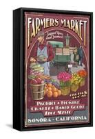 Sonora, California - Farmers Market-Lantern Press-Framed Stretched Canvas