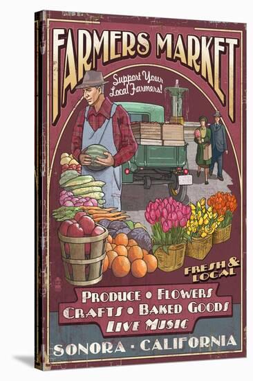 Sonora, California - Farmers Market-Lantern Press-Stretched Canvas