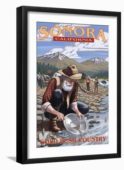 Sonora, California - Gold Miners-Lantern Press-Framed Art Print