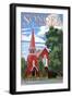 Sonora, California - Red Church-Lantern Press-Framed Art Print